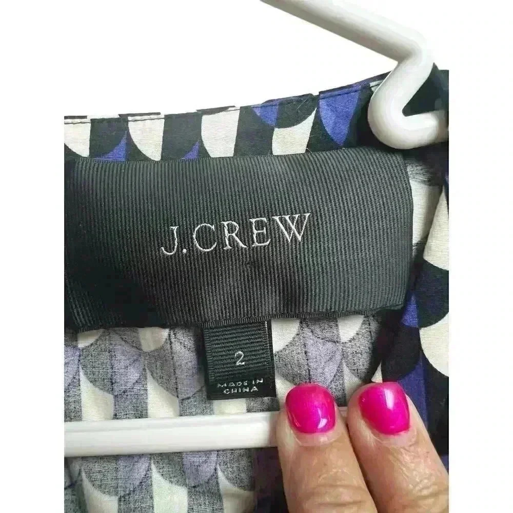 J.Crew Jet Set Geo Shift Dress Size 2 Size Zipper Accent Geometric Print - Picture 2 of 11
